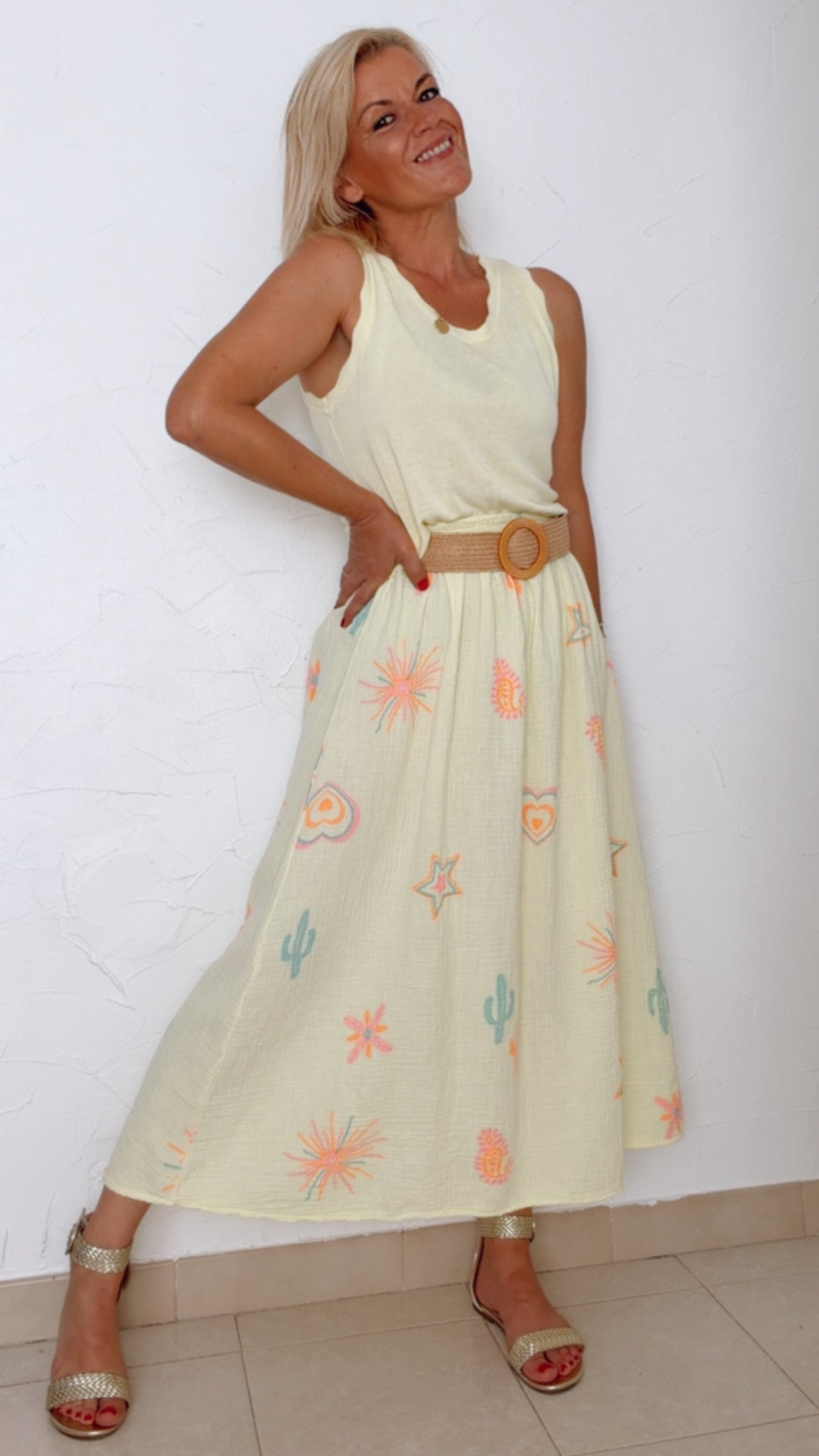 Jupe longue BAHIA imprimée 100% Gaze de coton