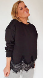 Sweat PAULA noir & dentelle