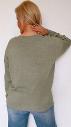 Pull TAO en maille kaki en laine & angora