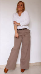 Pantalon large MAXINE marron