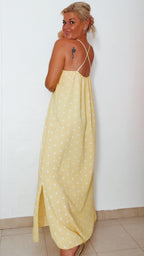 Robe longue CARRY jaune à pois