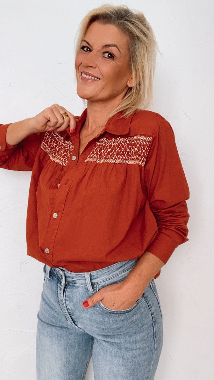 Blouse AURÉLIA brique - 100% Coton