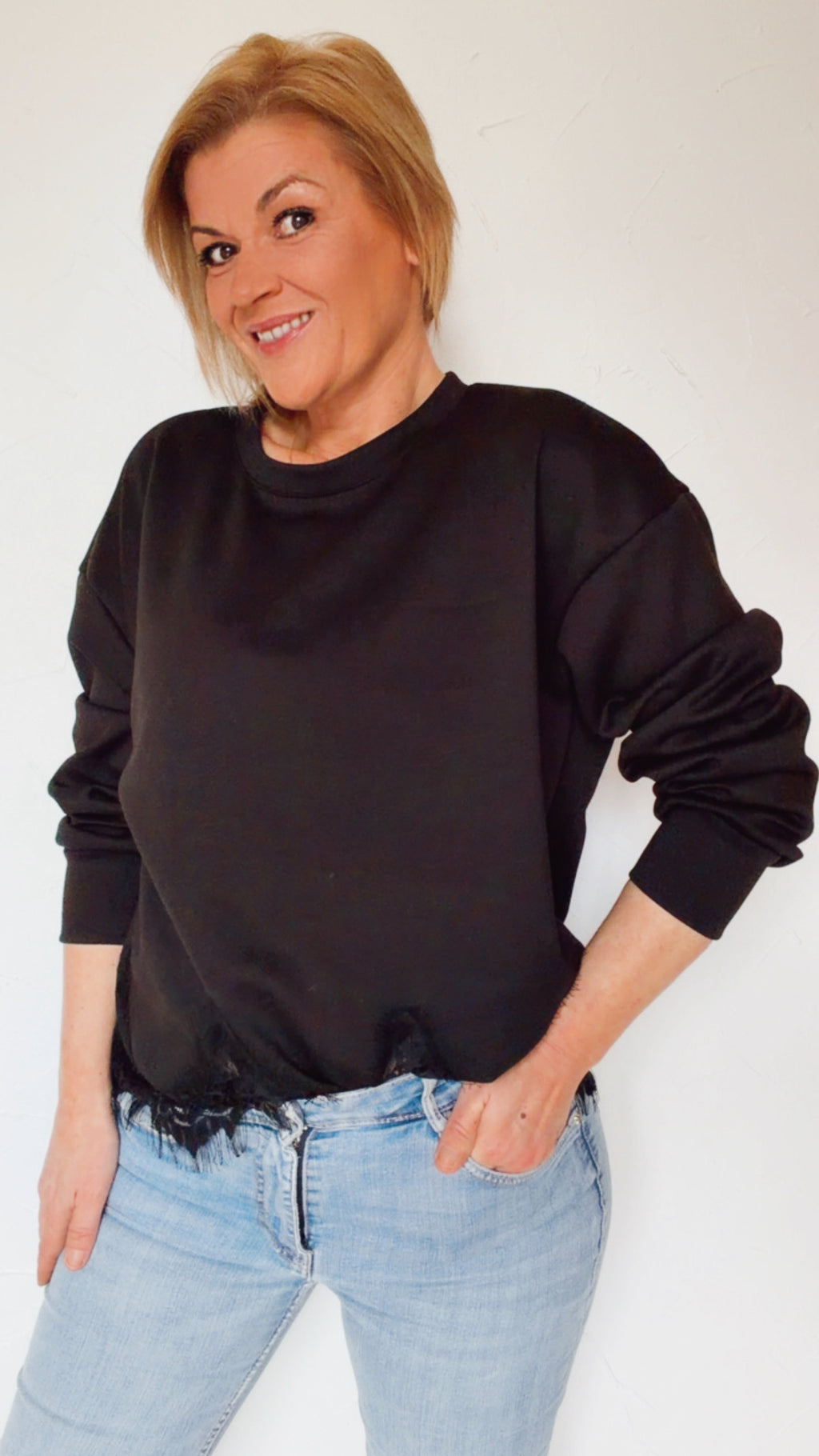 Sweat PAULA noir & dentelle