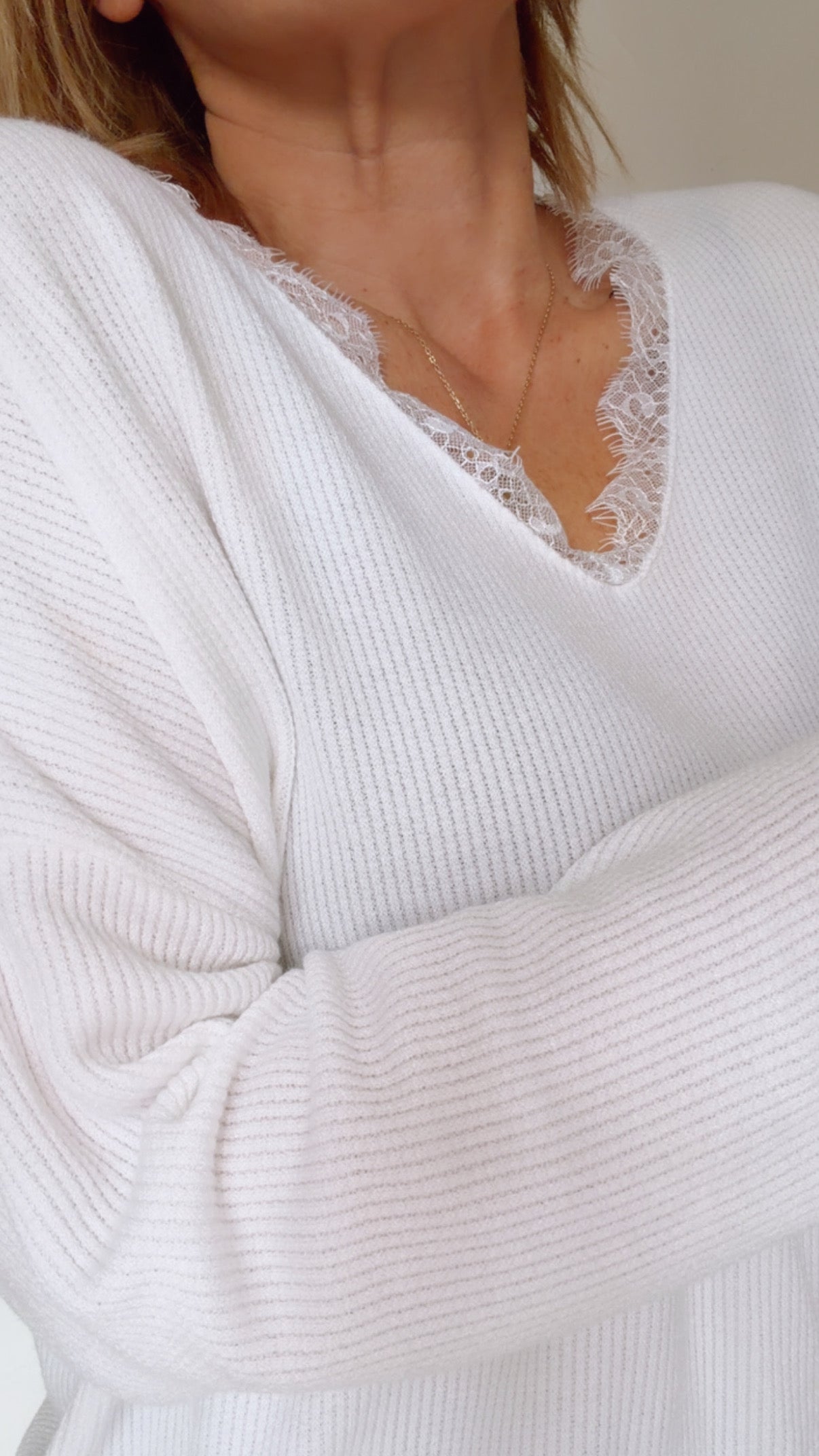 Haut LIVIA blanc en nid d'abeille