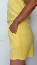 Short LOUIS en éponge jaune soleil 100% Coton