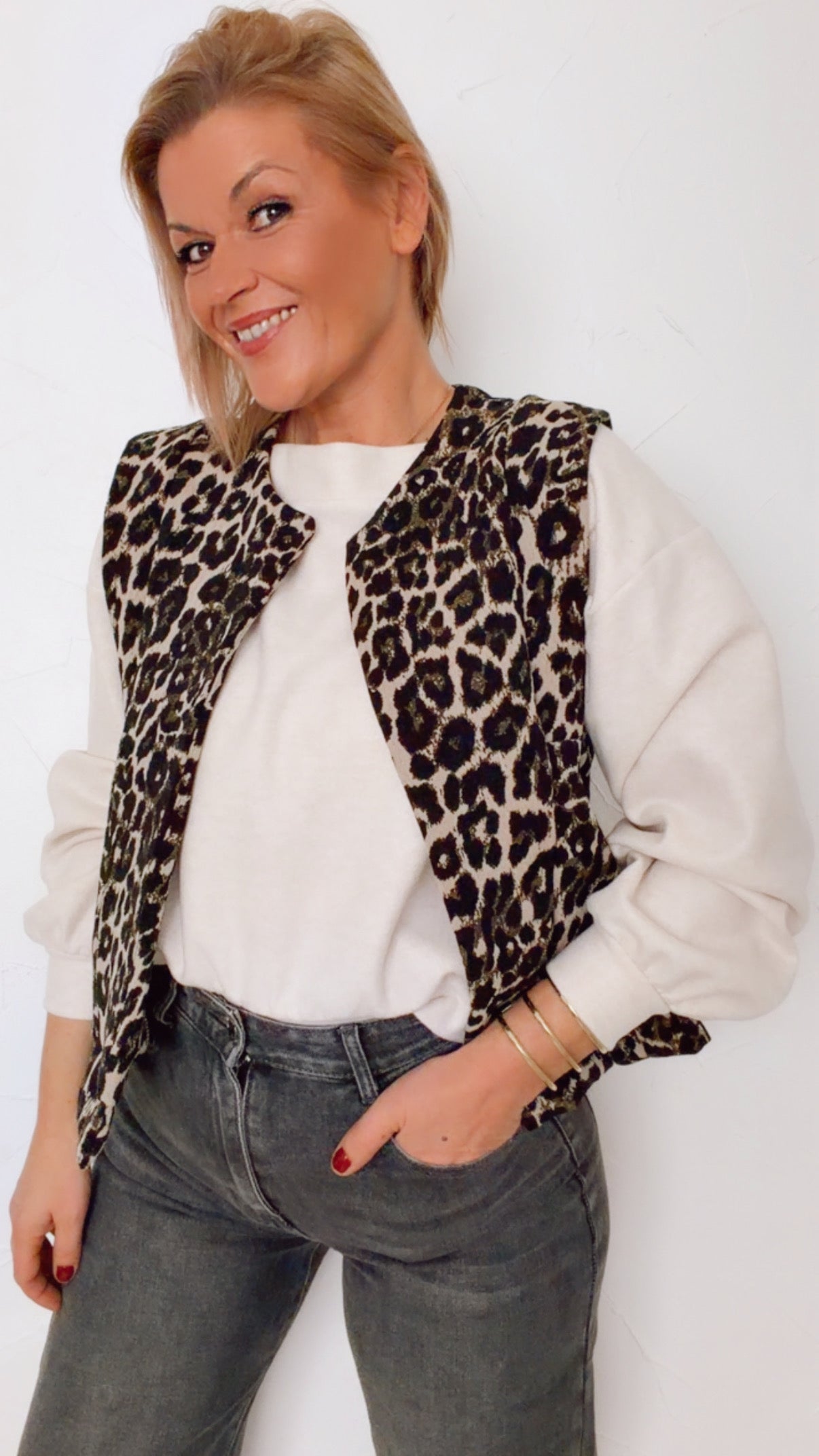 Veste sans manche ROXY imprimée léopard en Coton