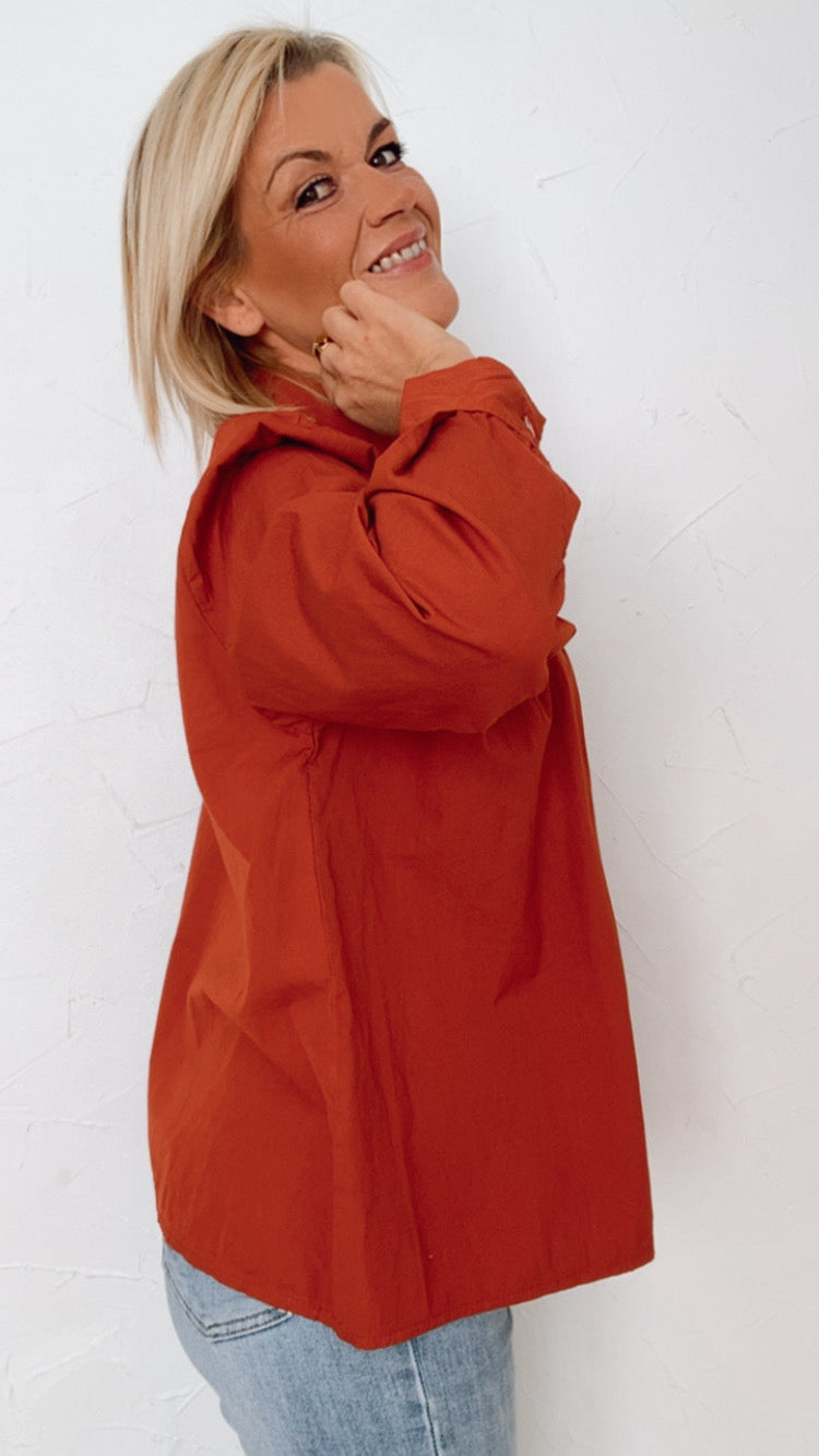 Blouse AURÉLIA brique - 100% Coton