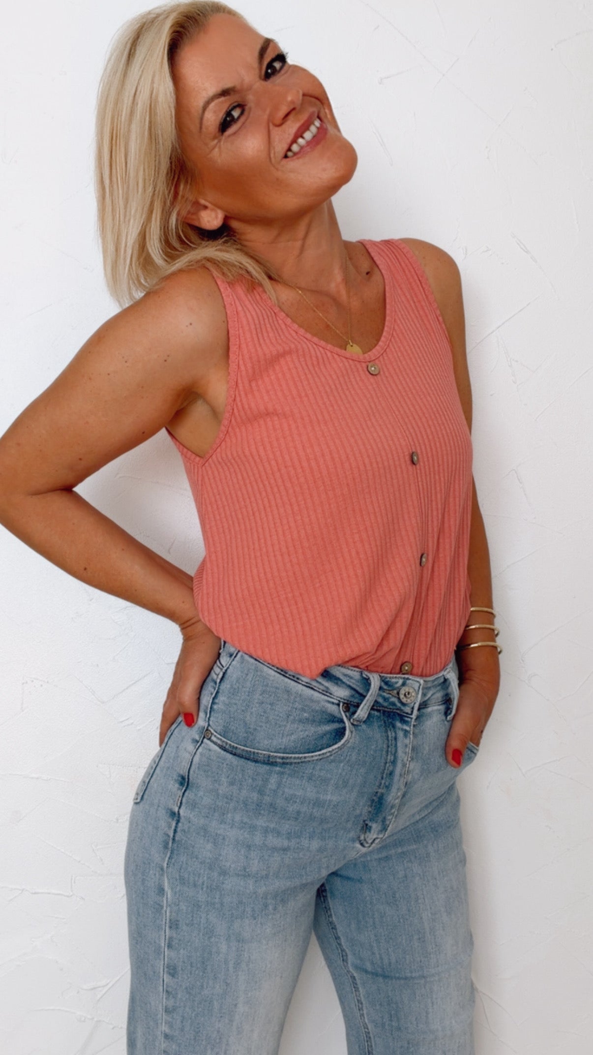 Débardeur côtelé AÏNA rose blush