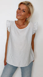 Blouse PIA rayée blanc & bleu gris