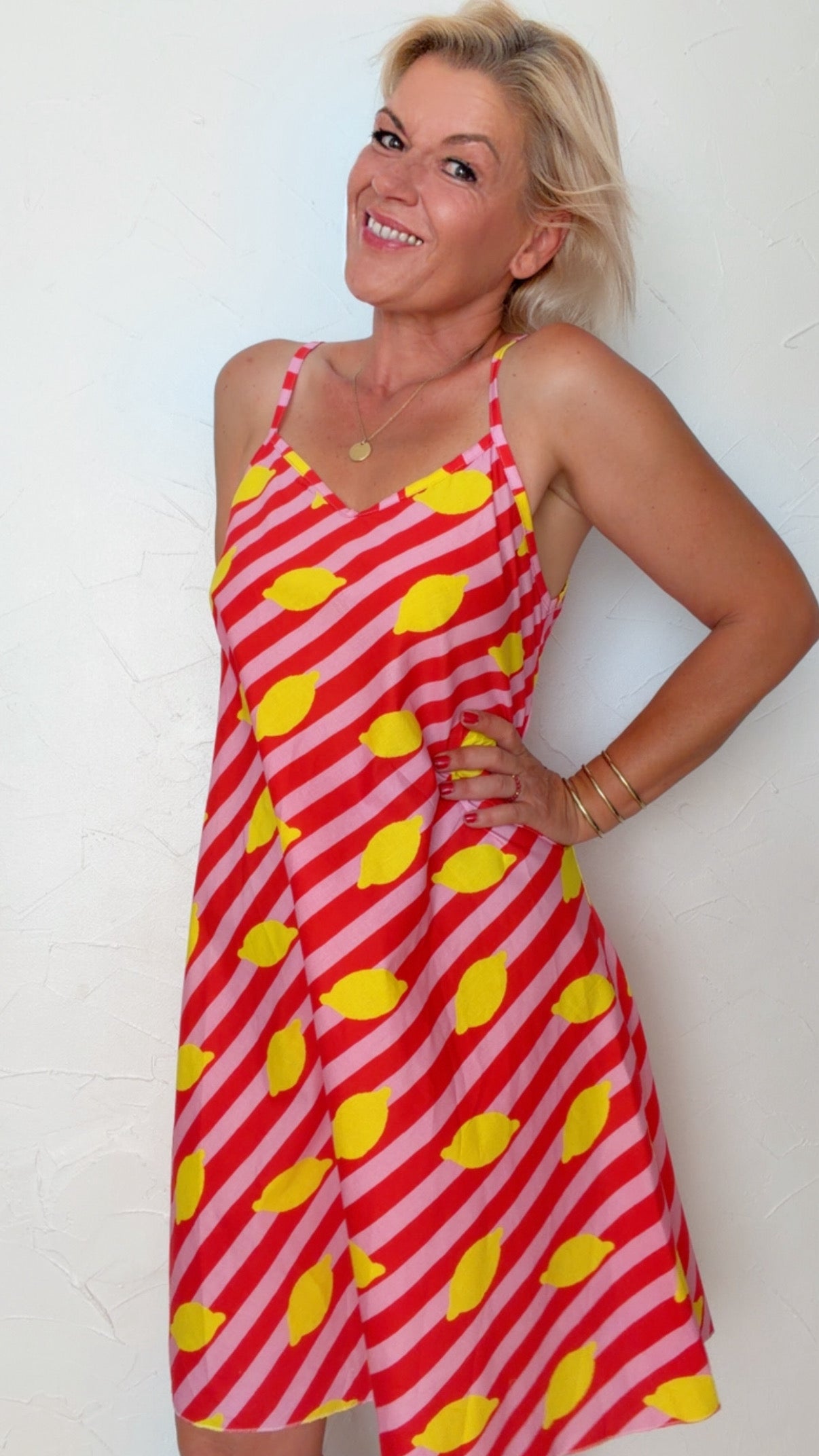 Robe courte YAËLLE imprimée citron 100% Coton
