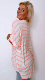 Marinière AURÉLIA blanche et rose fluo