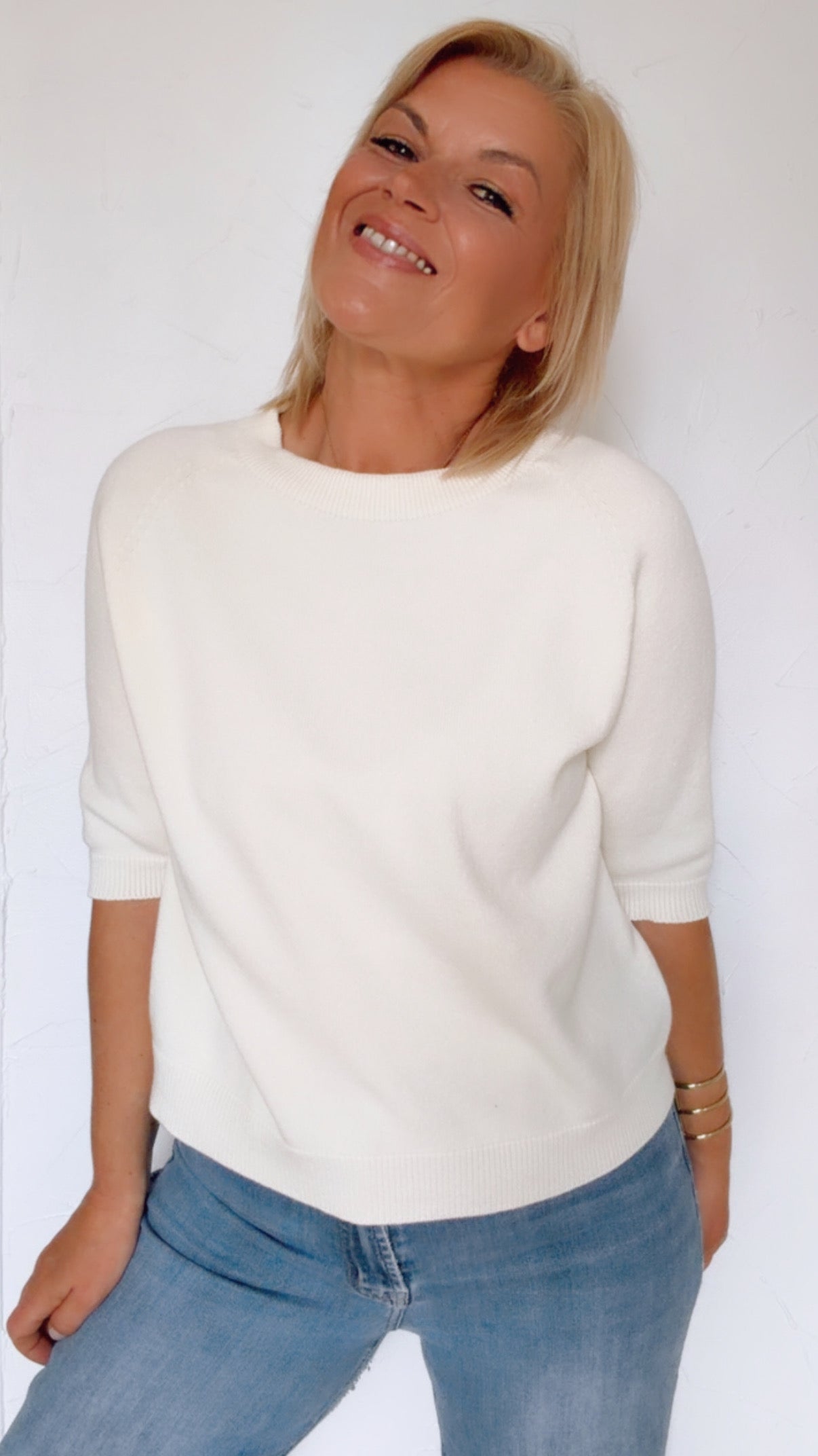 Pull ERIN manches courtes écru