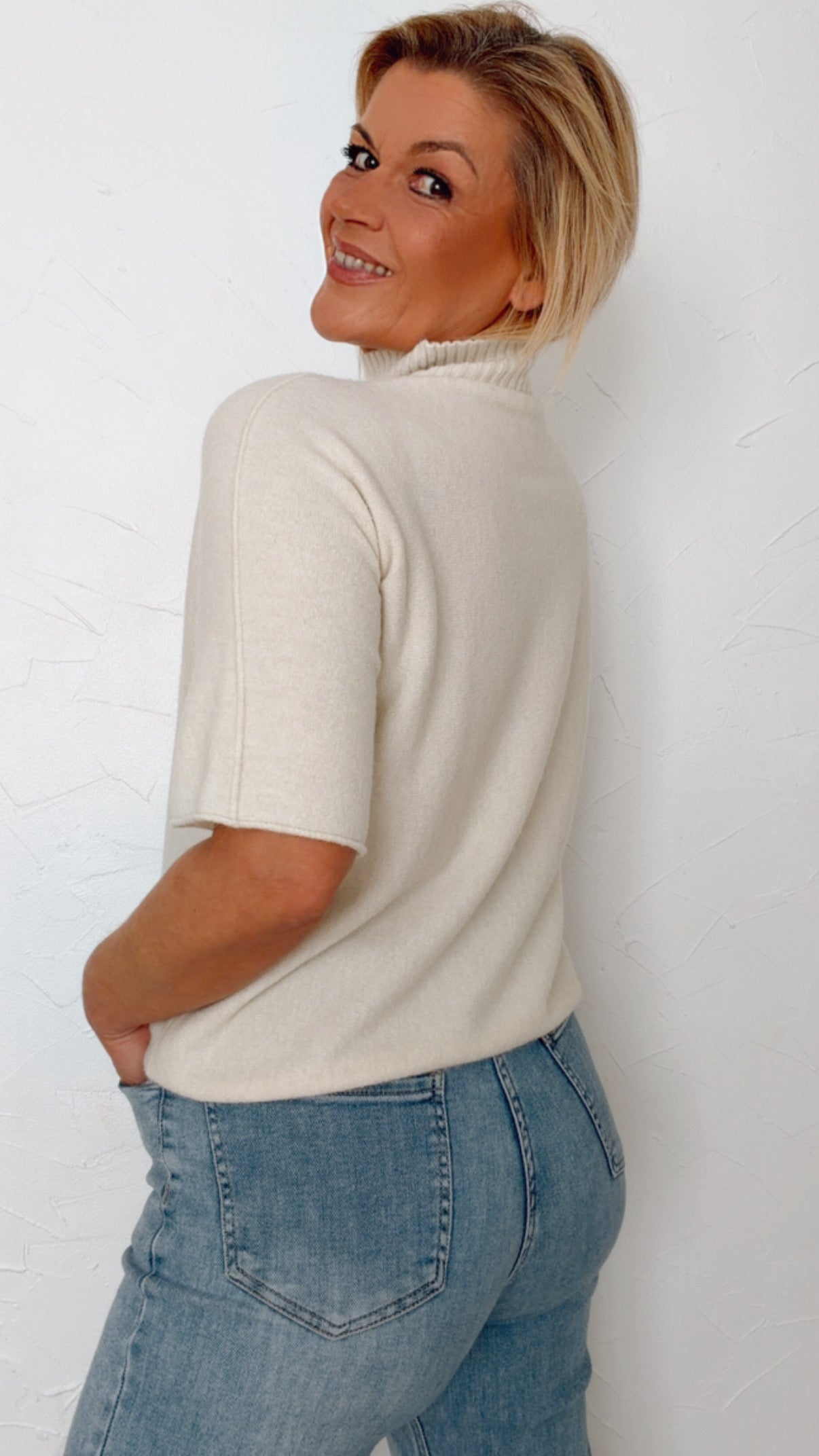 Pull manches courtes ANNE écru