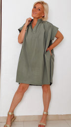 Robe courte NINA kaki 100% Coton