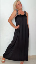 Robe longue JULIE noire & léopard