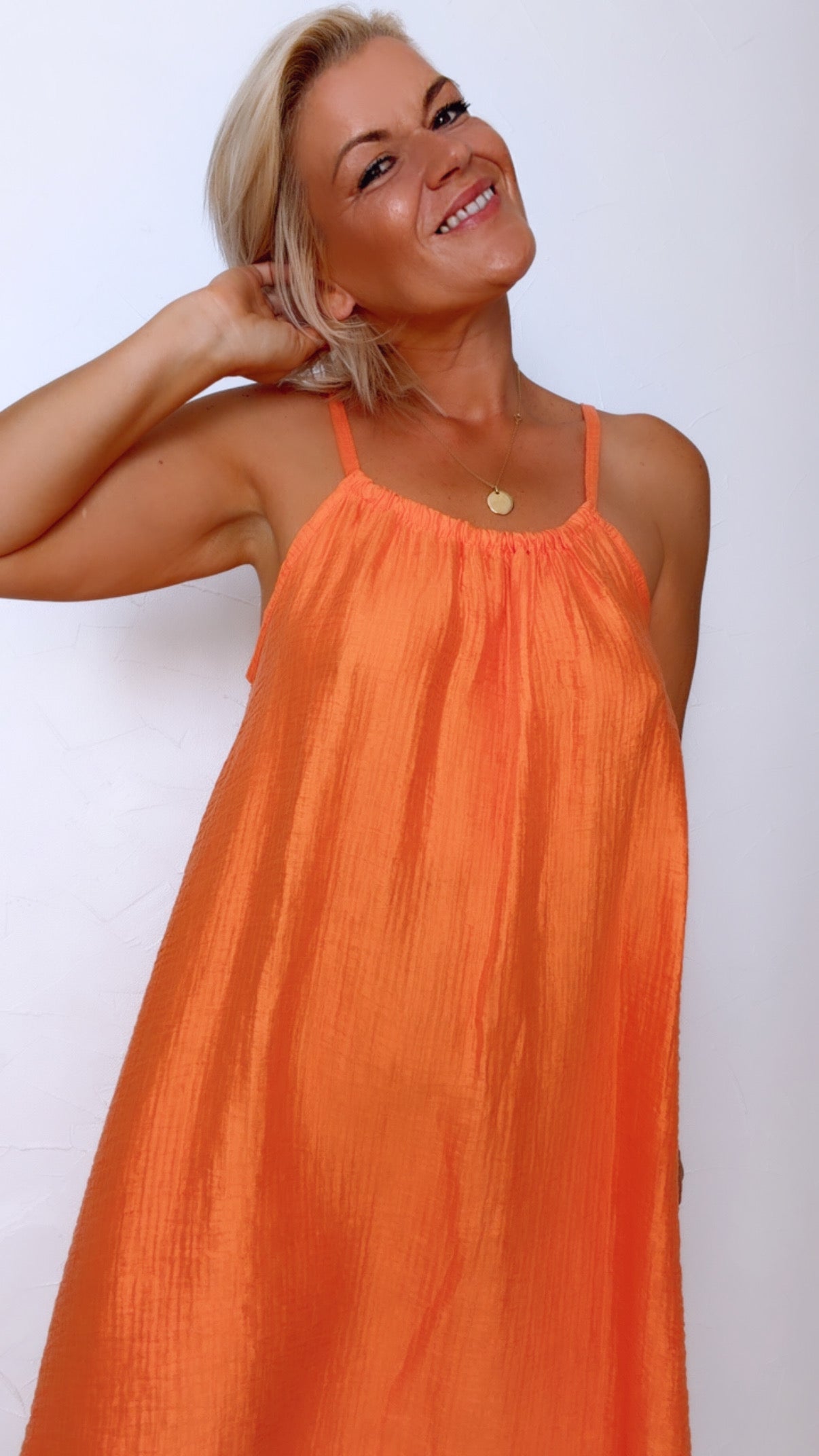 Robe courte SAONA orange en Tencel
