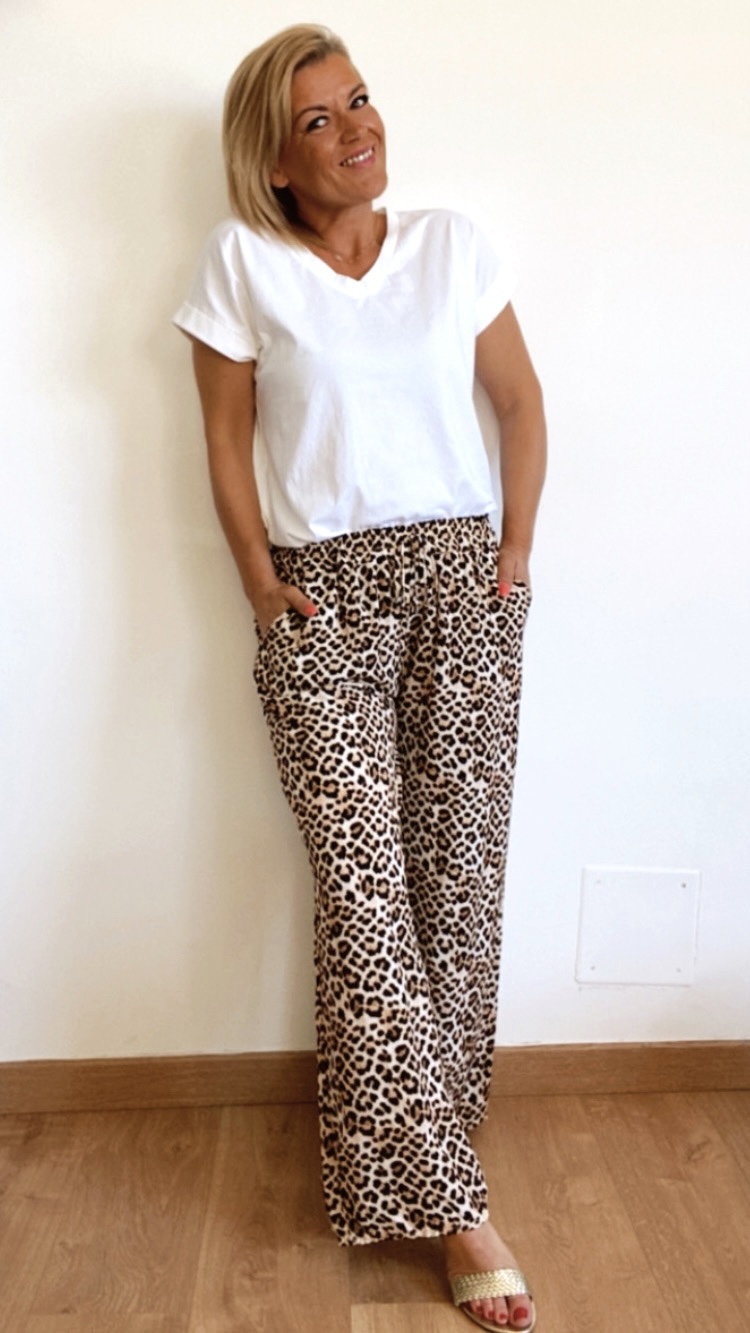 Pantalon large DIANGO imprimé léopard